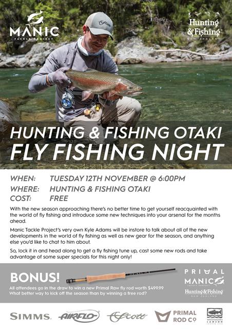 Hunting & Fishing Otaki Fly Fishing Evening - Tuesday Nov 12th – Manic  Tackle Project