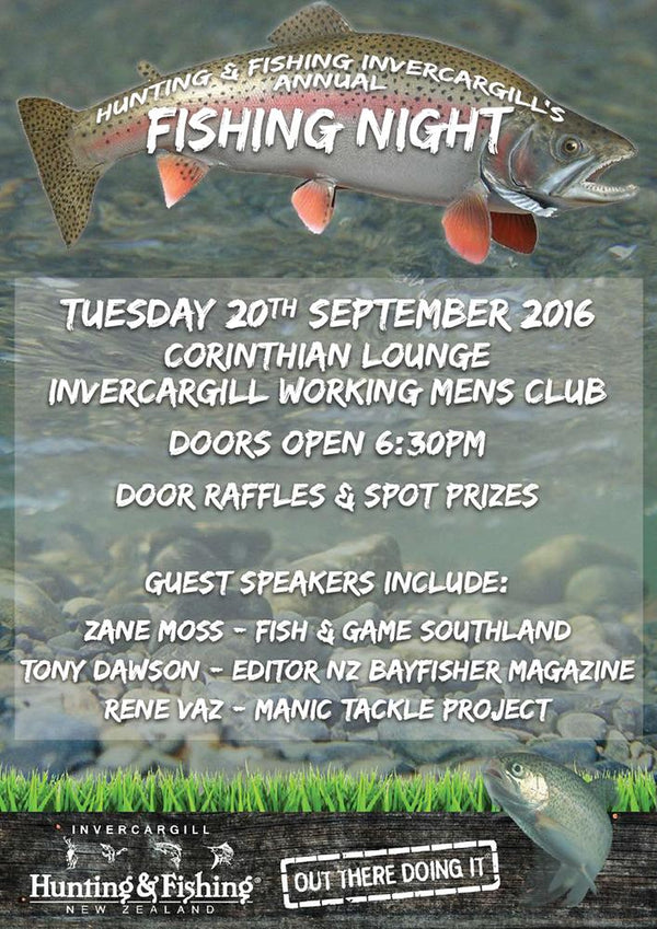 Hunting & Fishing Invercargill Fishing Night this Tuesday