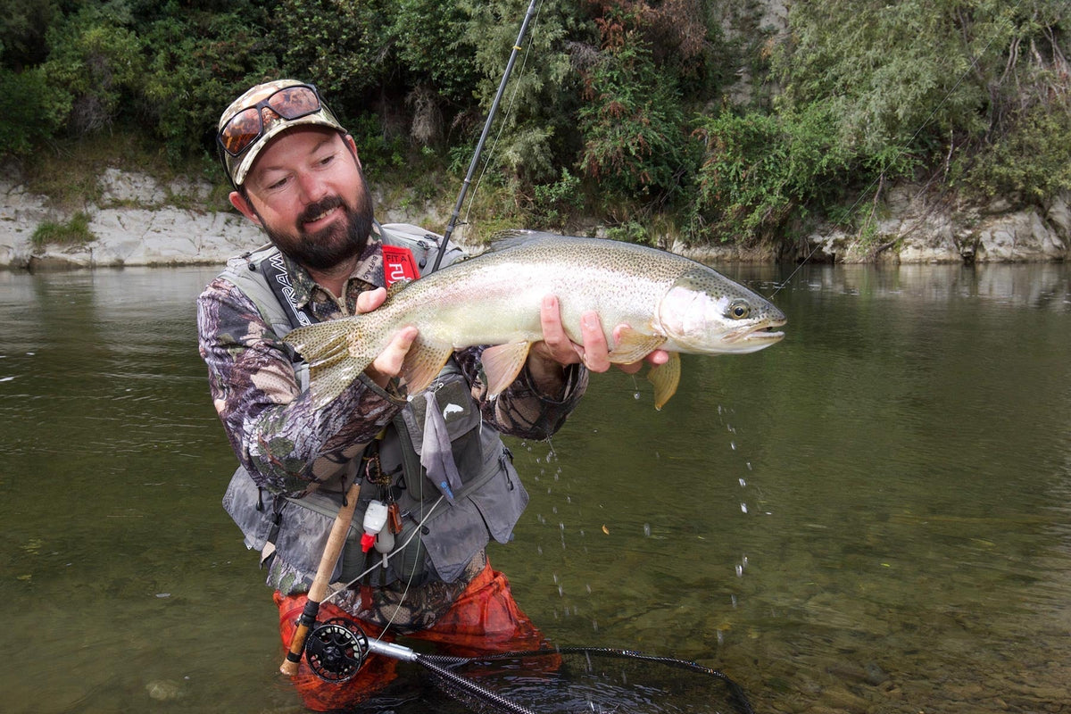 Lubin Pfeiffer Euro nymphing for trout in a fast-flowing river