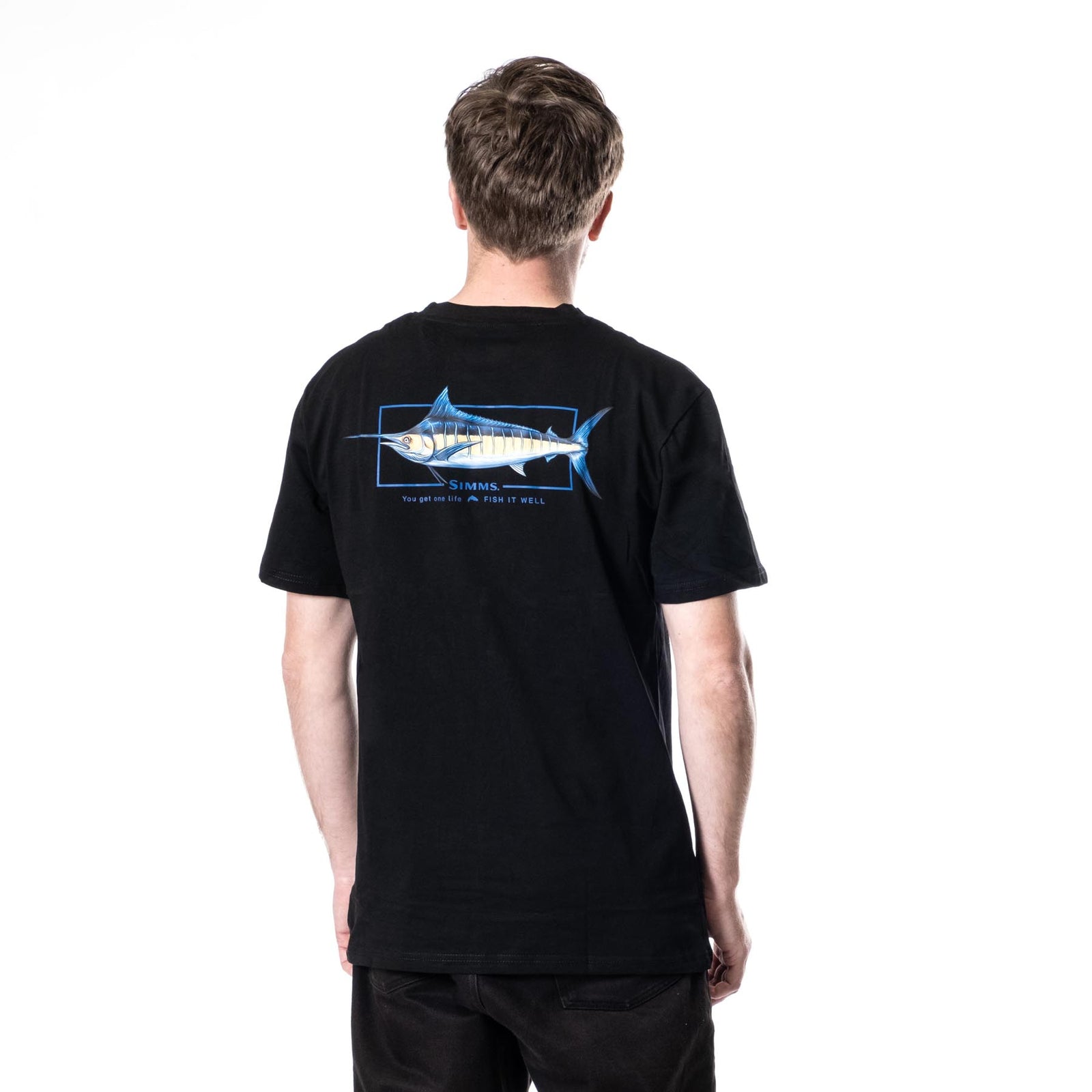 Simms Artist Tee | Blue Marlin Black – Manic Tackle Project