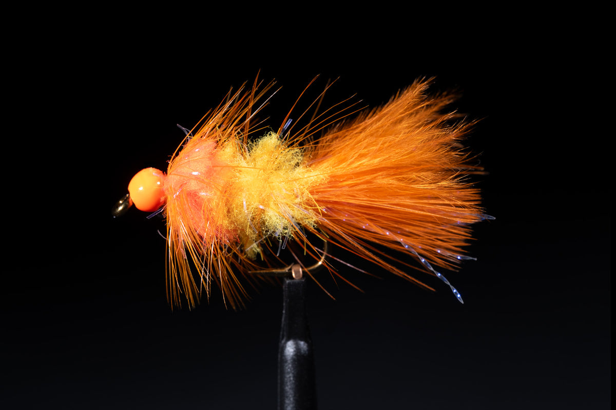 Eggstasy Bugger Fl Steelhead Orange/Fl Hot Red Fishing Fly | Manic Fly Collection