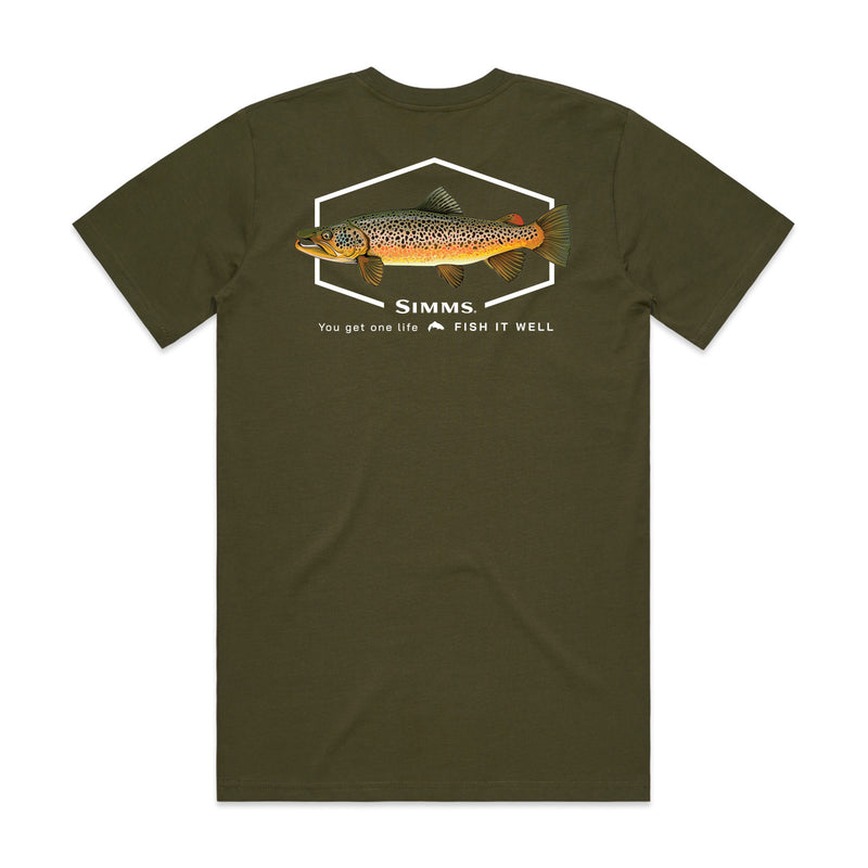Simms S25 Artist Tee | Brown Trout- Olive