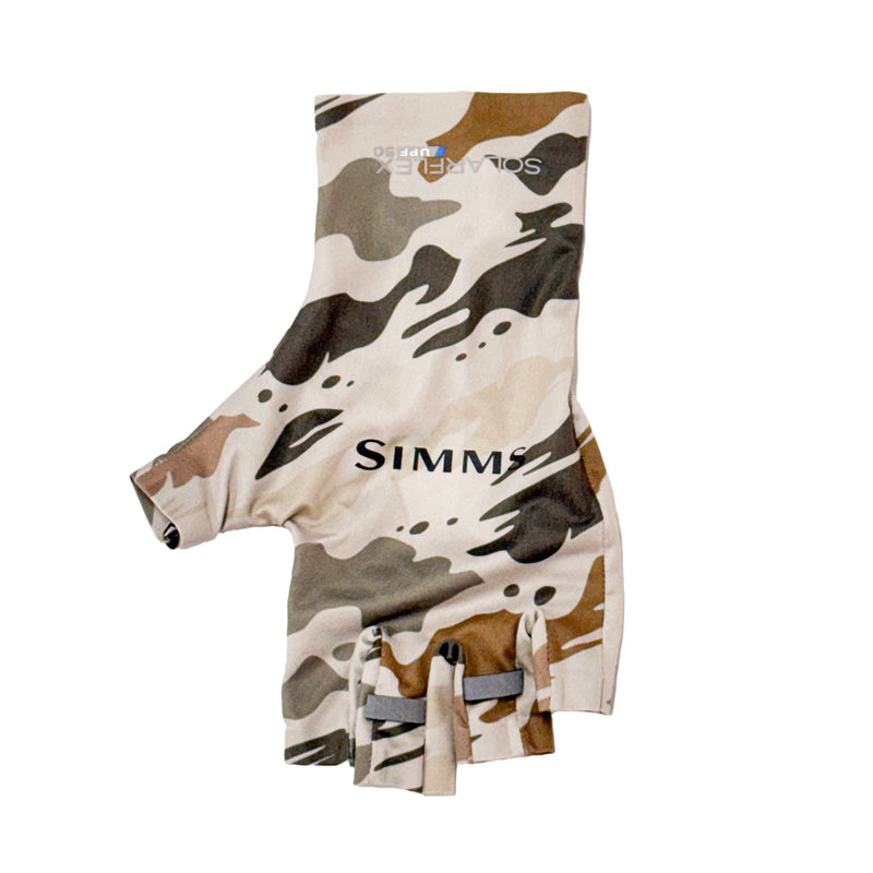 Simms SolarFlex Half-Finger SunGlove | Ghost Camo Stone - L
