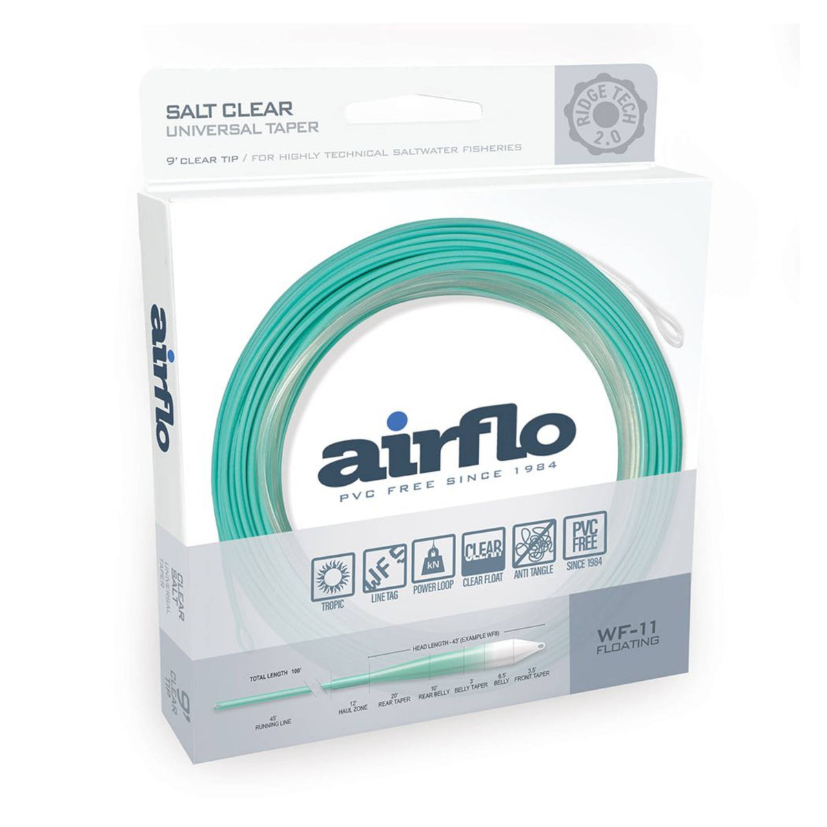 Airflo SuperFlo Ridge 2.0 Flats Universal Taper 9' Clear Tip Fly Fishing Line