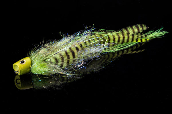 Strolis’ Chuggernaut Popper - Chartreuse Fishing Fly | Manic Fly Collection