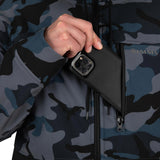 simms rogue fleece hoody wodland camo storm phone